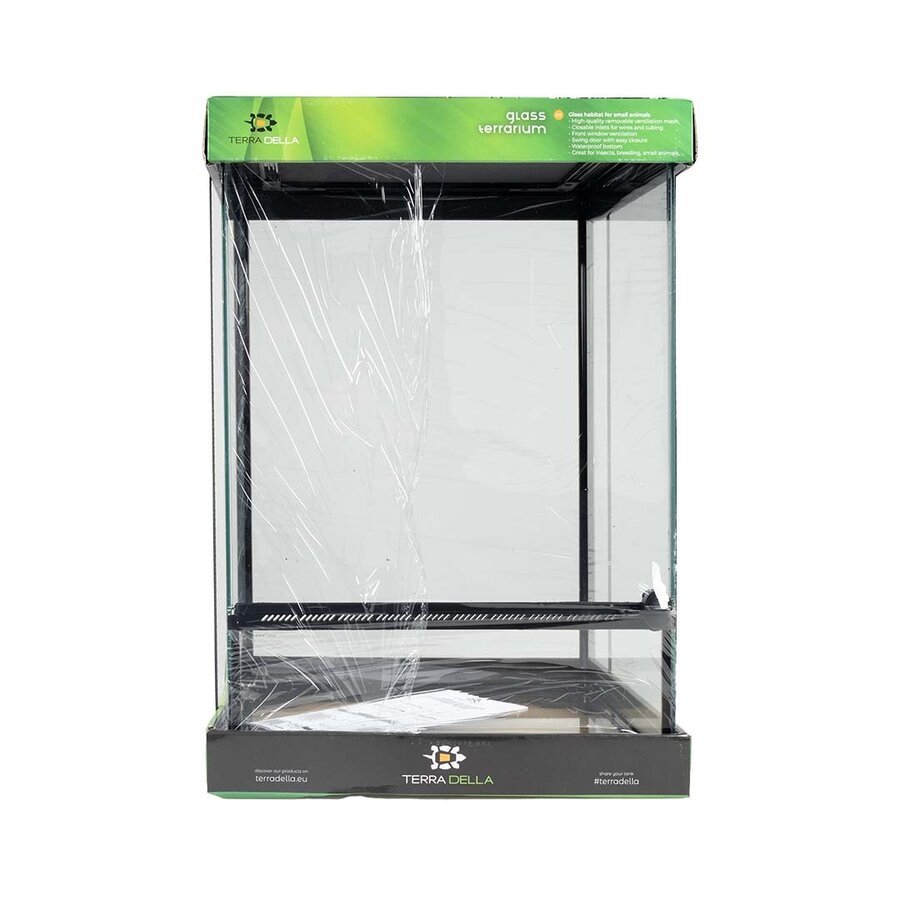 Glazen terrarium met ventilatierooster en voederluik 30x30x45CM