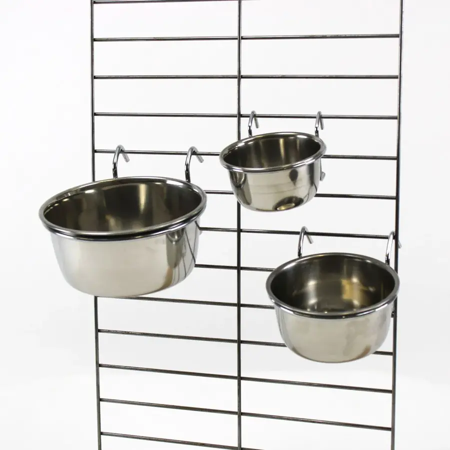 RVS voer/drinkbakjes met haken