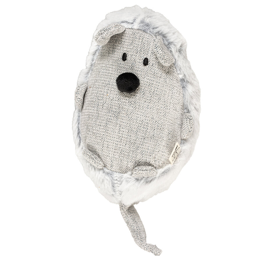 Trappelkussen Bowie Lichtgrijs – muisvormig kattenspeeltje van chenille & plush met catnippocket