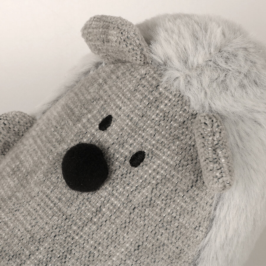 Trappelkussen Bowie Lichtgrijs – muisvormig kattenspeeltje van chenille & plush met catnippocket