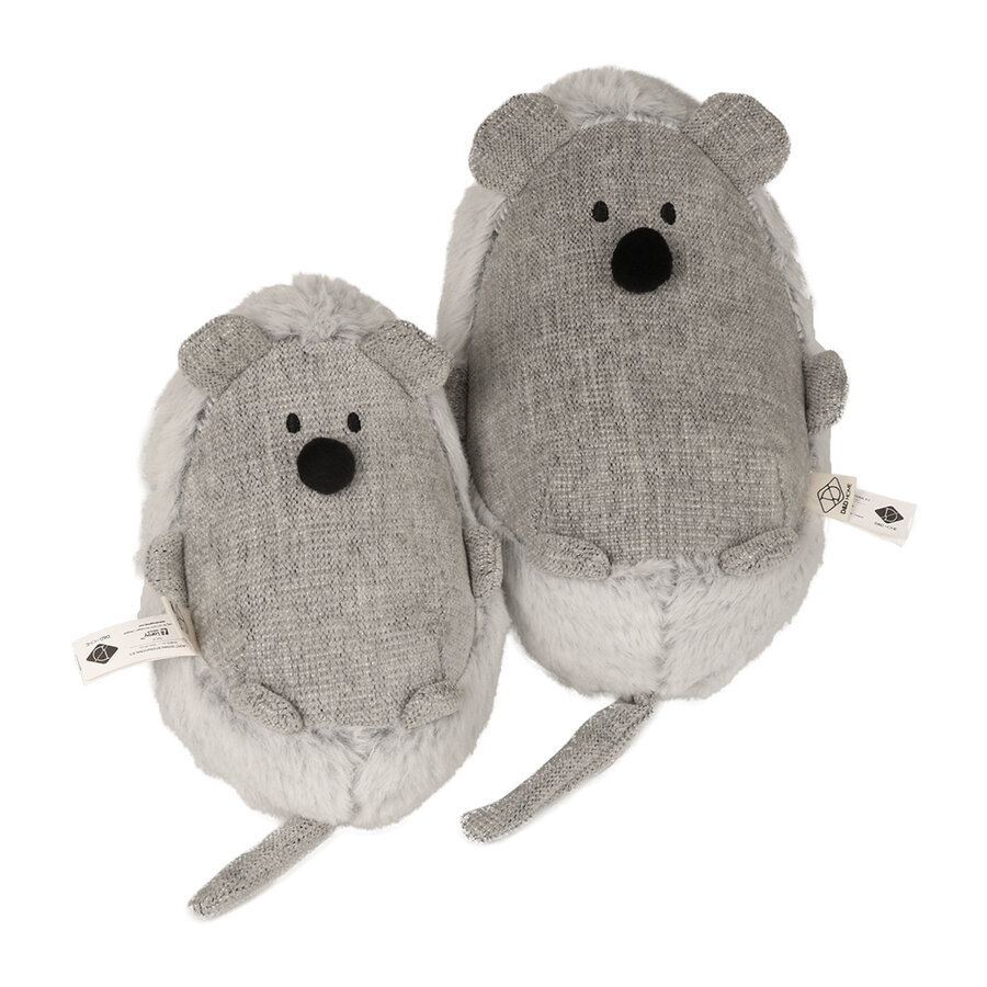 Trappelkussen Bowie Lichtgrijs – muisvormig kattenspeeltje van chenille & plush met catnippocket