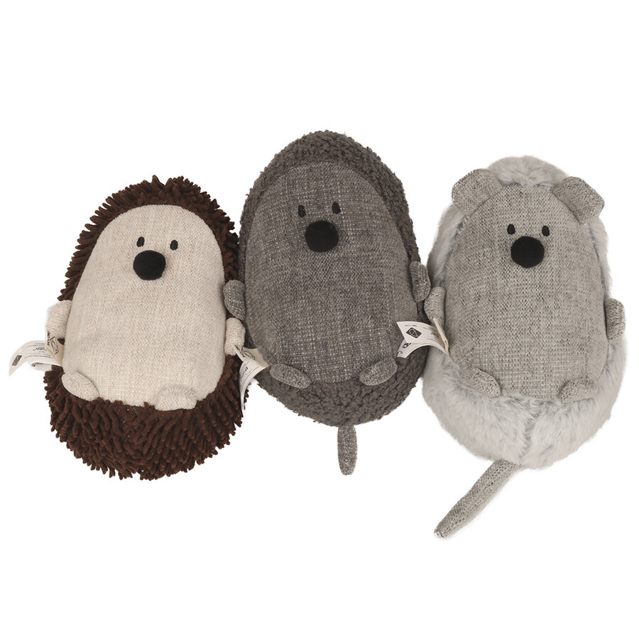 Trappelkussen Bowie Lichtgrijs – muisvormig kattenspeeltje van chenille & plush met catnippocket