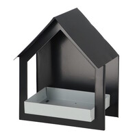 Muurvoedertafel antraciet/wit - metalen wandvoederhuis voor tuinvogels, 19x12x23 cm