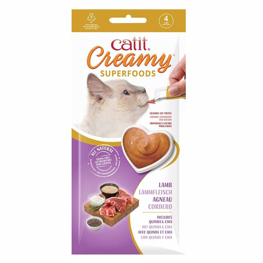 CA Creamy Superfood Traktaties - likbare kattensnacks met kip, lam, zalm of tonijn verrijkt met superfoods