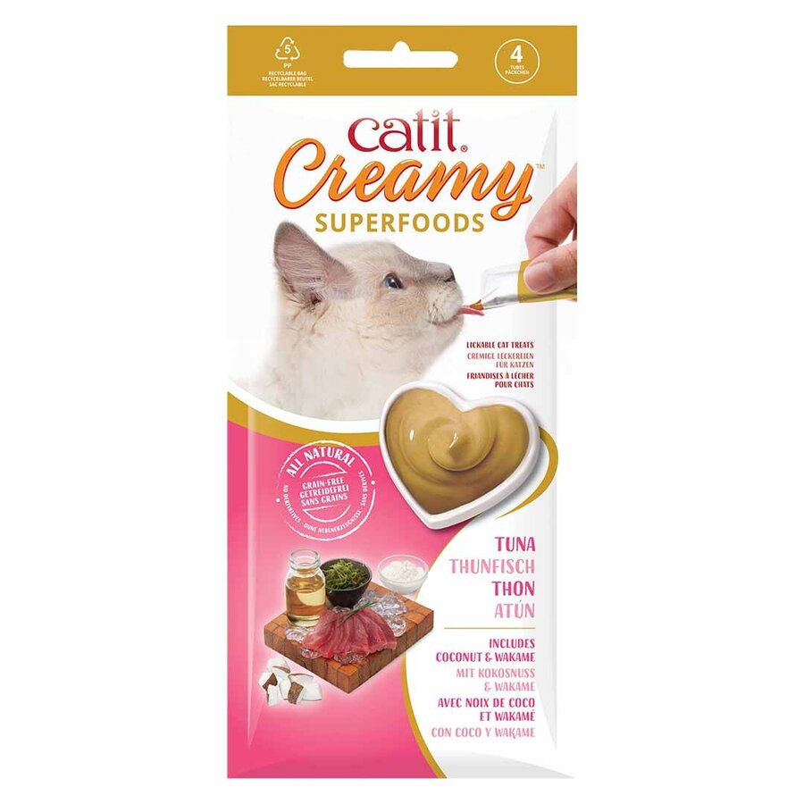 CA Creamy Superfood Traktaties - likbare kattensnacks met kip, lam, zalm of tonijn verrijkt met superfoods