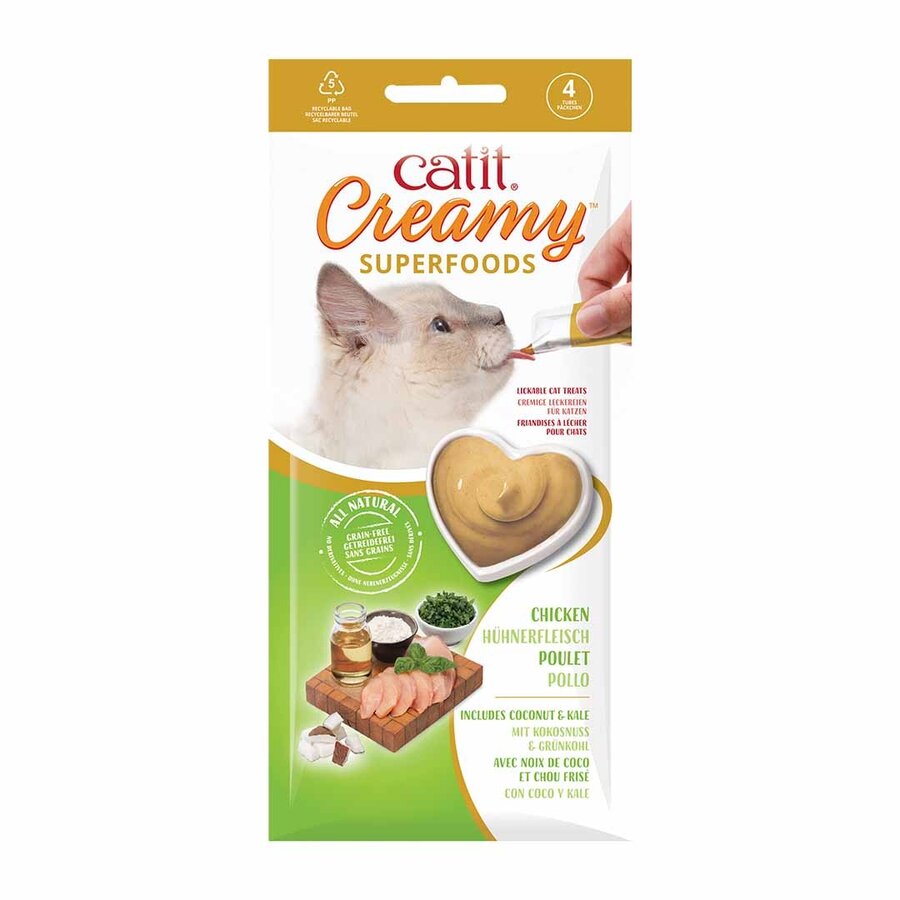 CA Creamy Superfood Traktaties - likbare kattensnacks met kip, lam, zalm of tonijn verrijkt met superfoods