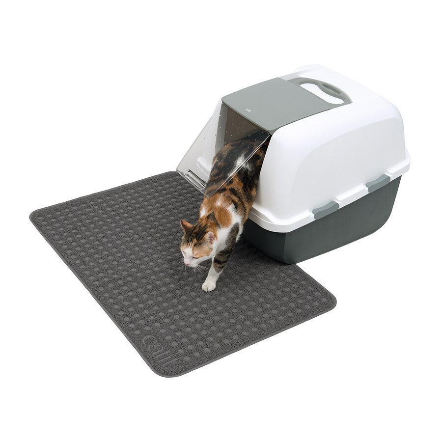 Kattenbakmat Grijs – comfortabele antislipmat om kattenbakvulling op te vangen – verkrijgbaar in S en L