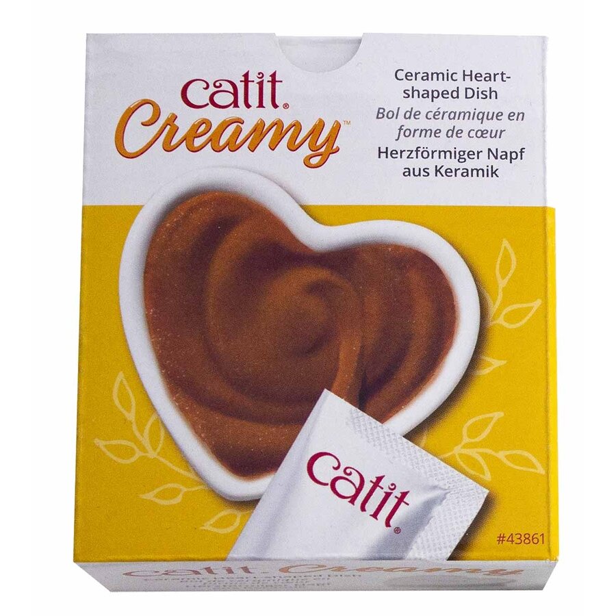 Keramisch Hartvormig Schaaltje – hartvormige voer- en snackschaal voor katten, ideaal voor Catit Creamy traktaties