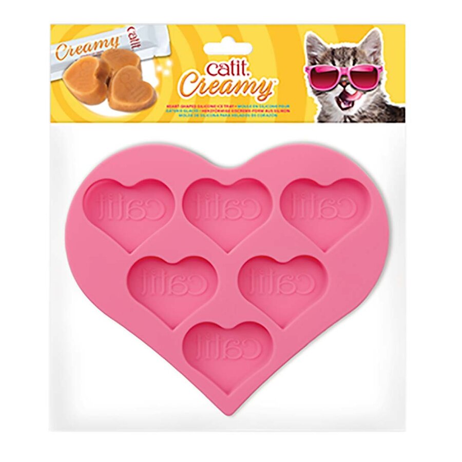 Silicone IJsjesvorm – hartvormige tray om Catit Creamy traktaties in te vriezen – 15 × 13 × 1 cm