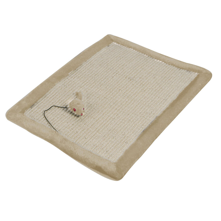 Comfort Krabmat – sisal krabmat met pluche afwerking en speelmuis voor katten – 50 × 32 cm