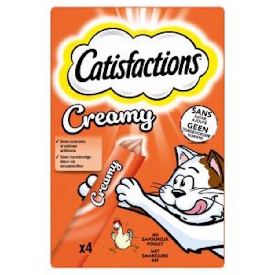 Creamy kattensnack romige liksnack zonder toegevoegde suikers, varianten Kip en Zalm