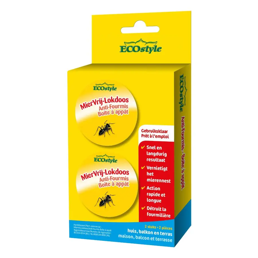 Mierenlokdozen 2 stuks - bestrijdt het hele nest met langdurige werking, geschikt voor binnen en buiten