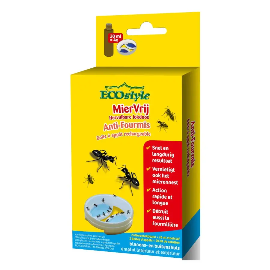 Navulbare mierenlokdoos 2 stuks - langdurige bestrijding van mieren binnen en buiten met navulbaar lokmiddel