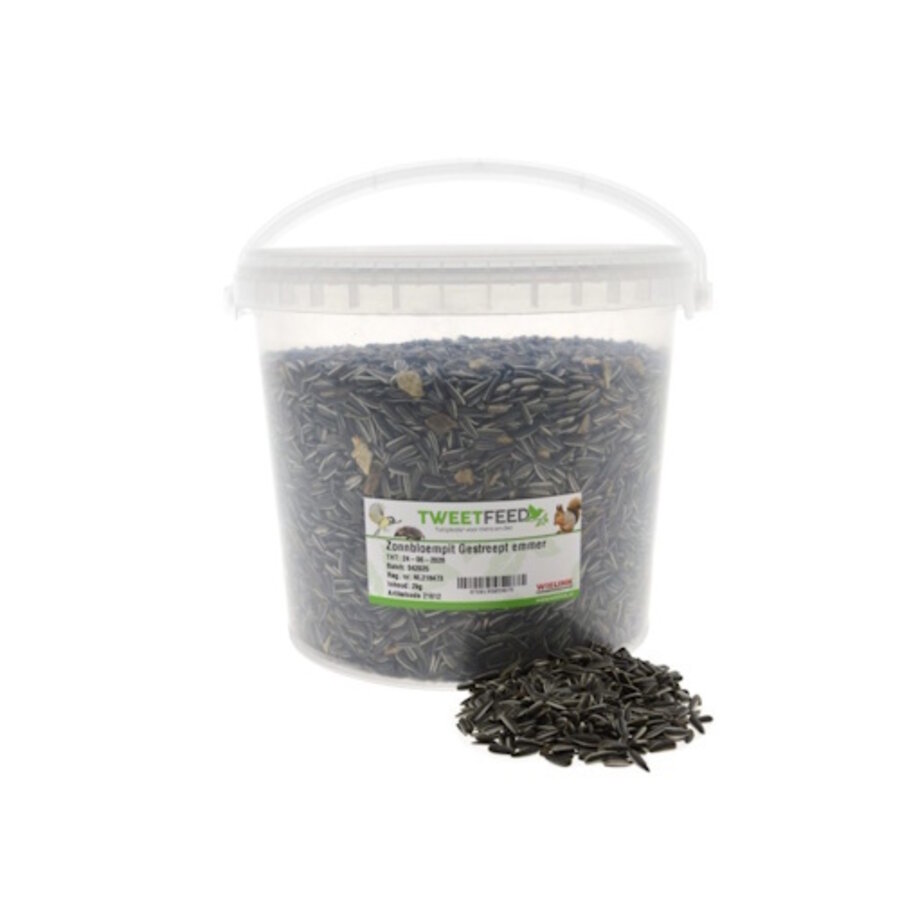 Zonnebloempit gestreept in handige emmer – energierijk vogelvoer 2 kg