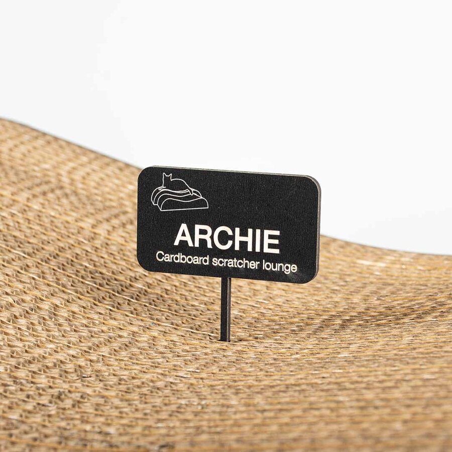 KaKartonnen Krablounge ARCHIE, tweedelige kattenkrabplank en lounge van golfkarton met MDF zijkanten