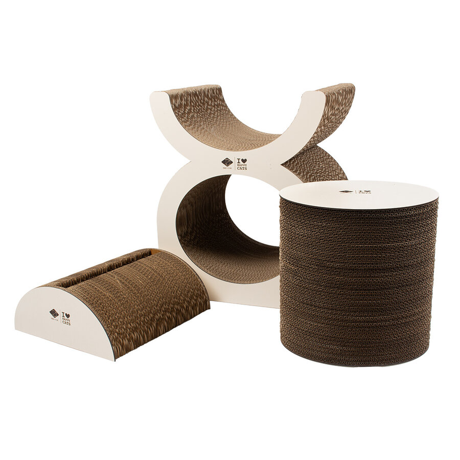 Kartonnen Krab Playground FAYE – multifunctioneel krab- en speelmeubel van golfkarton met MDF zijkanten – 40 × 30 × 46,6 cm – in 2 kleuren