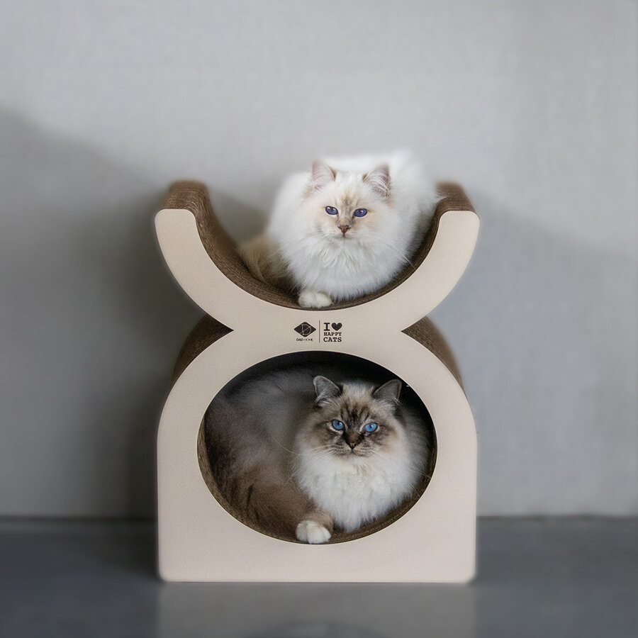 Kartonnen Krab Playground FAYE – multifunctioneel krab- en speelmeubel van golfkarton met MDF zijkanten – 40 × 30 × 46,6 cm – in 2 kleuren