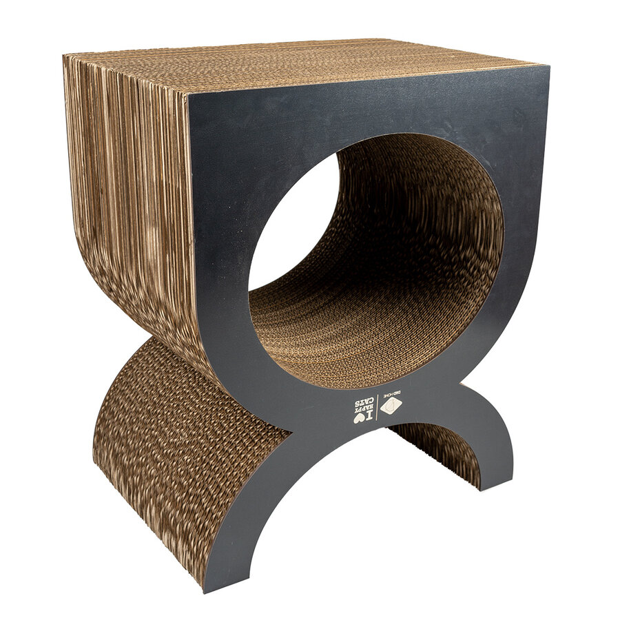 Kartonnen Krab Playground FAYE – multifunctioneel krab- en speelmeubel van golfkarton met MDF zijkanten – 40 × 30 × 46,6 cm – in 2 kleuren