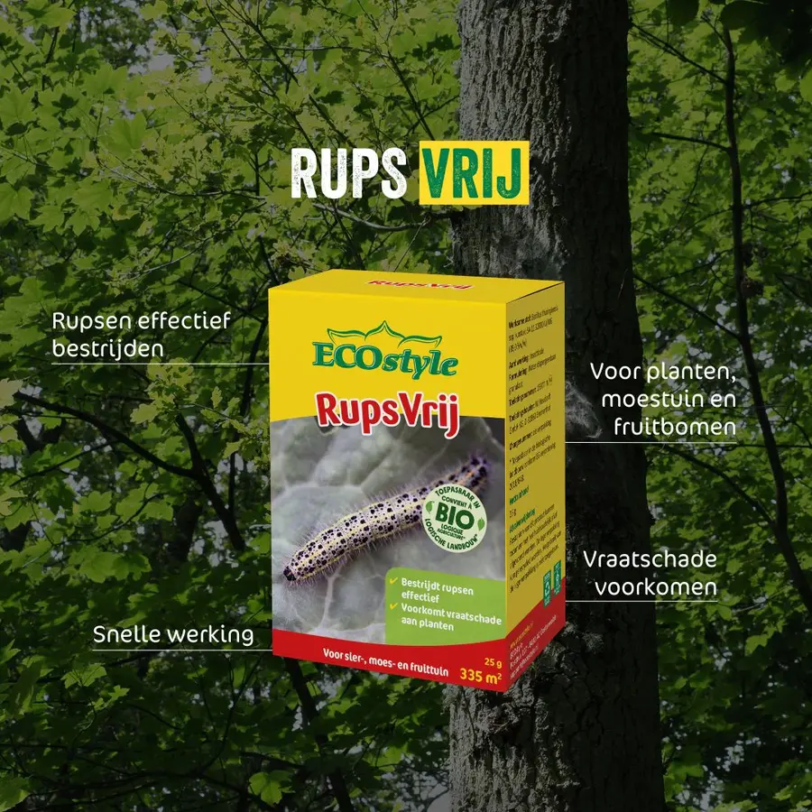 RupsVrij poeder - effectief middel tegen rupsen op sierplanten, fruit en moestuin