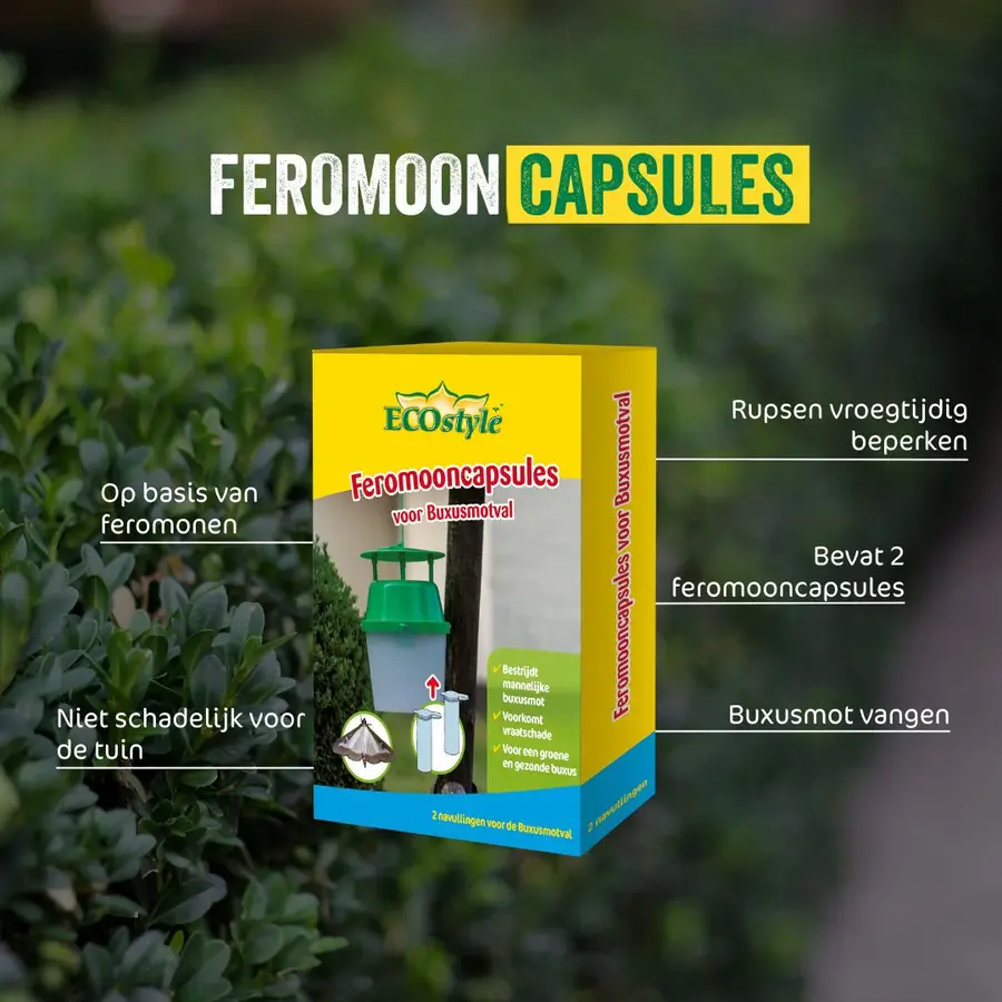 Feromooncapsules buxusmotval - navulling lokstof voor natuurlijke bestrijding van de buxusmot, 2 stuks