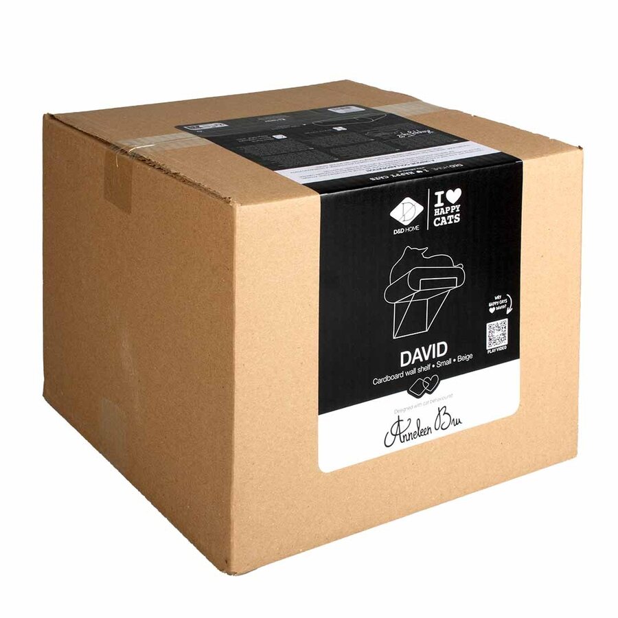 Kartonnen Wandplank David – Bruin/Beige, maten S (30×29×24 cm) en L (60×29×24 cm) met metalen houder