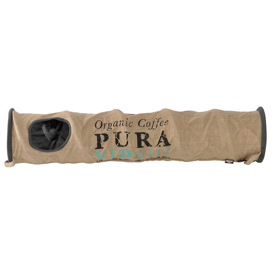 Cat Tunnel Pura Vida – kattentunnel van jute en polyester, 120 cm met speeltjes en knisperfolie