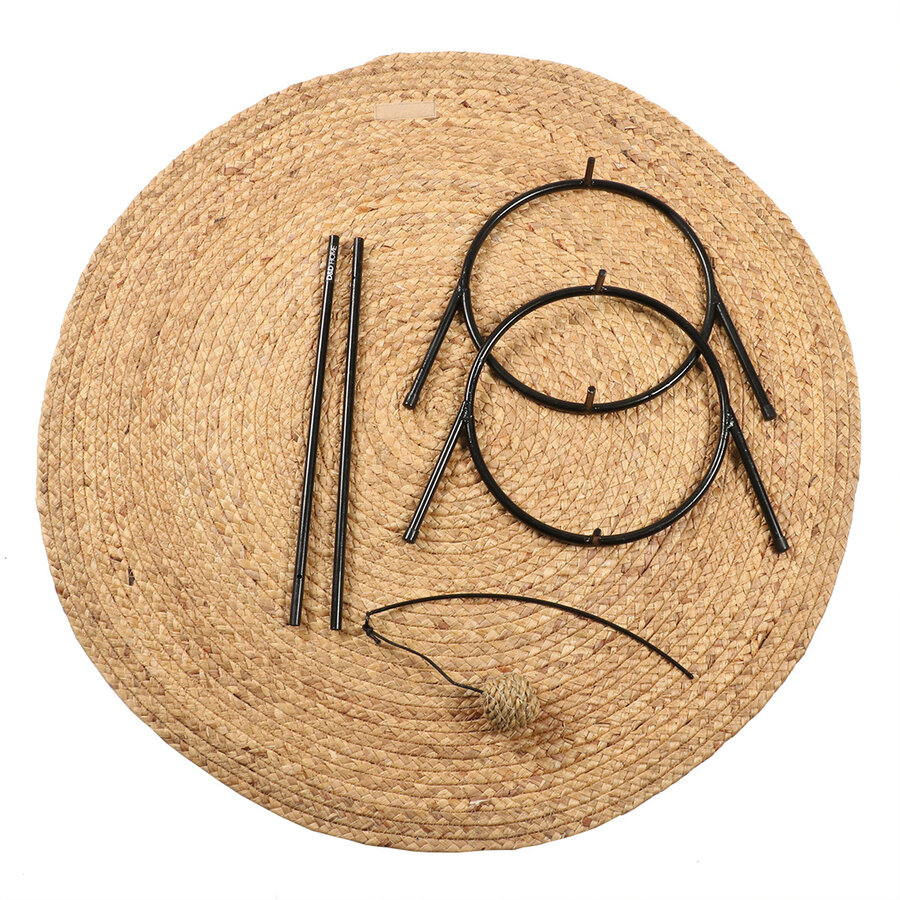 Reina Katten Speeltunnel – flatpacked speeltunnel van waterhyacint met vishengel en speeltje, 80 cm