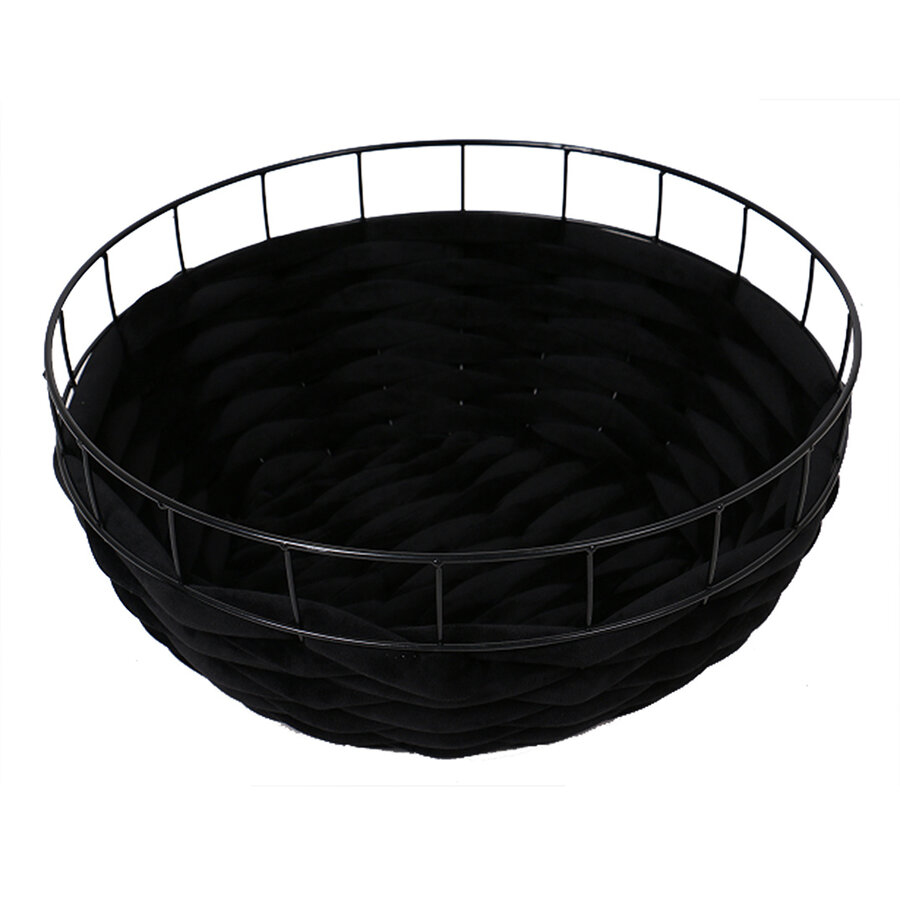 Kattenbed Ferry Zwart – ronde kattenmand van metaal en polyfiber touw, verkrijgbaar in Ø45 cm en Ø60 cm
