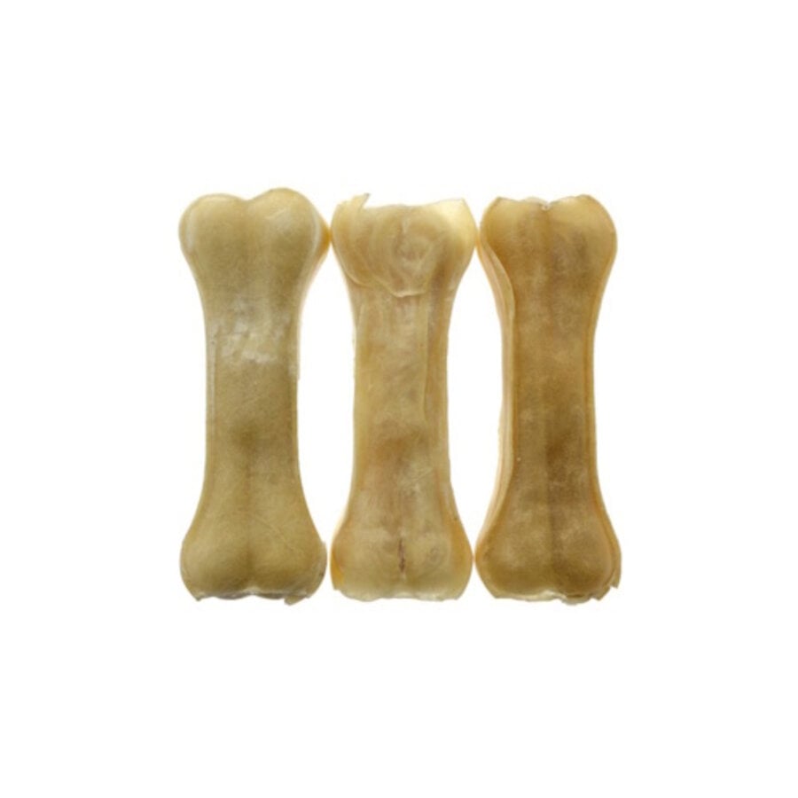 Geperst Bot hondensnack van buffelhuid 10 cm - bulkverpakking 20 stuks