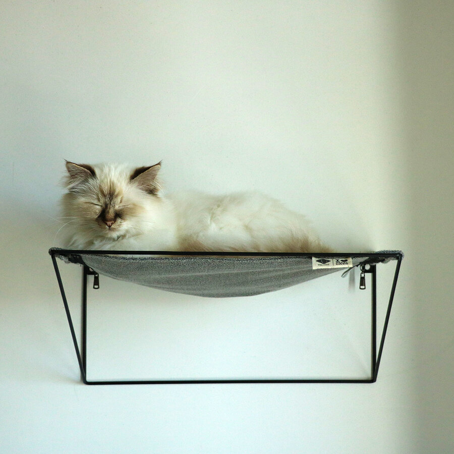 Wandhangmat Otis – moderne kattenhangmat met metalen frame en interieurstof, 45 cm