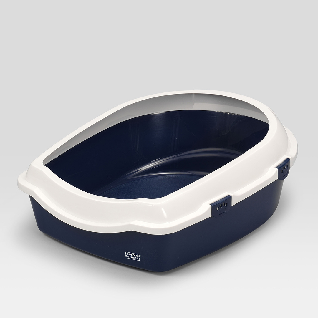 Ebi Open kattentoilet Space wit/donkerblauw met anti-mors rand en antislipvoetjes – maten M & L L - 56x70x27cm