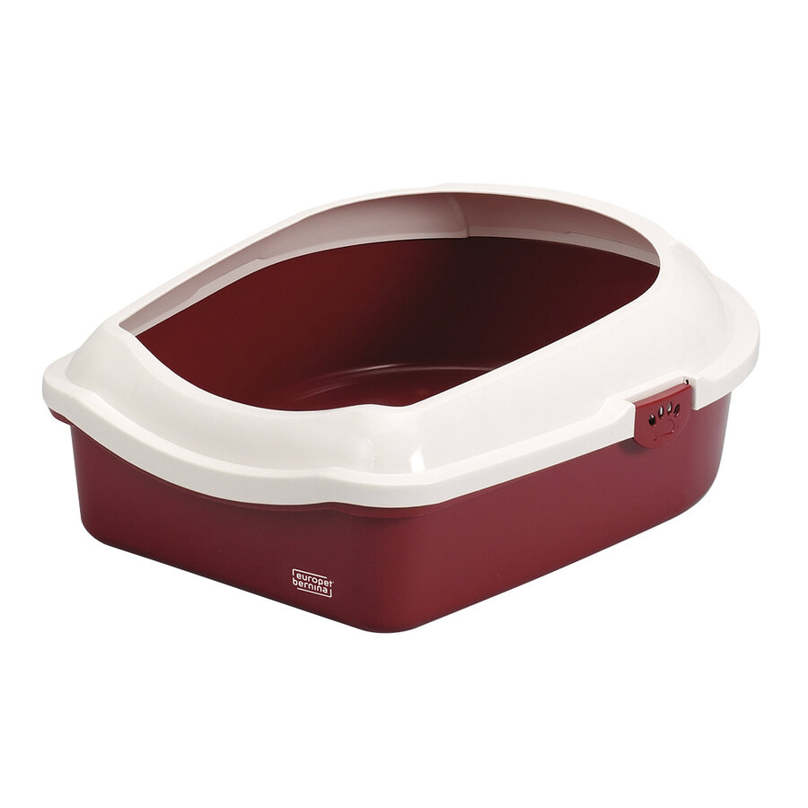 Open kattentoilet Space wit/rood met anti-mors rand en antislipvoetjes – maten M & L