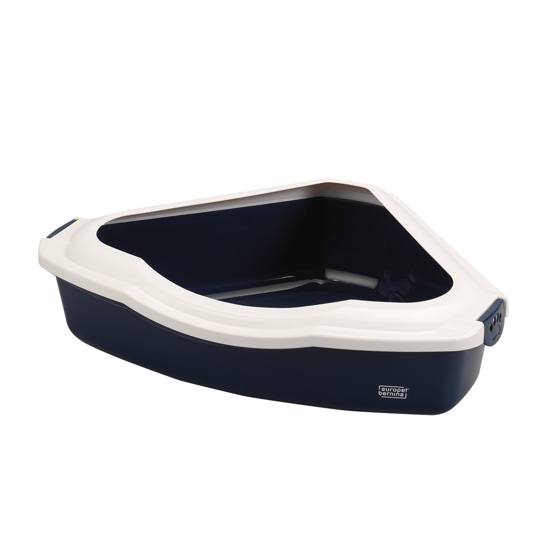 Ebi Open kattentoilet Spectra wit/donkerblauw met anti-mors rand en antislipvoetjes – formaat M, 38×56×14 cm