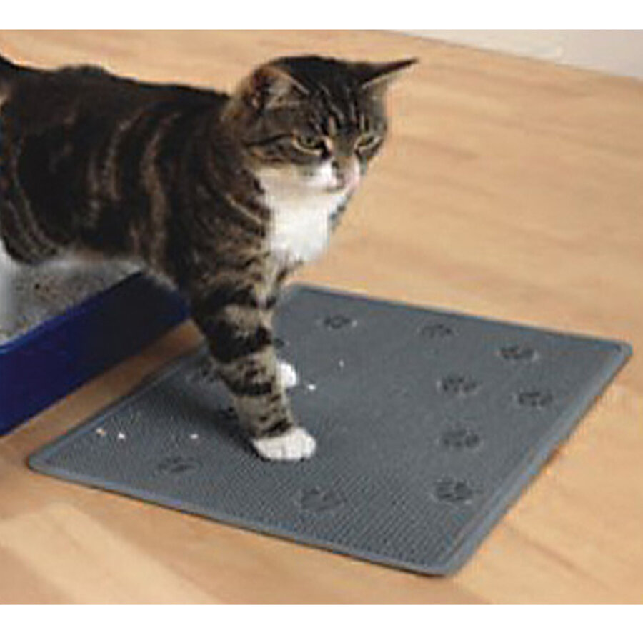 Rubberen kattenbakmat grijs 33×43 cm – hygiënische mat voor voor de kattenbak
