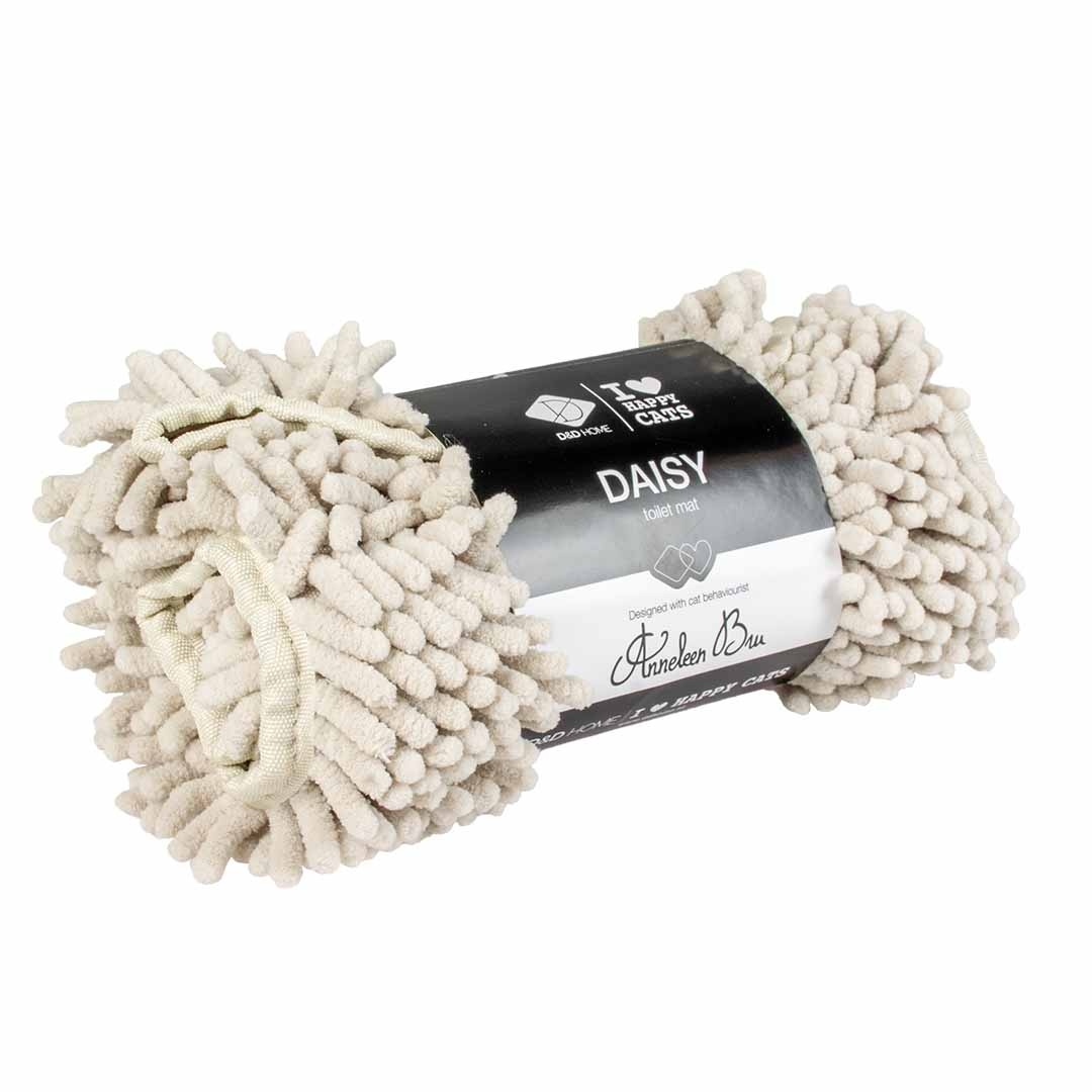 D&D Home Microvezel kattenbakmat DAISY – zwart of gebroken wit, hygiënische mat passend bij DEAN kattenbak – 50×34×2,5 cm Gebroken wit