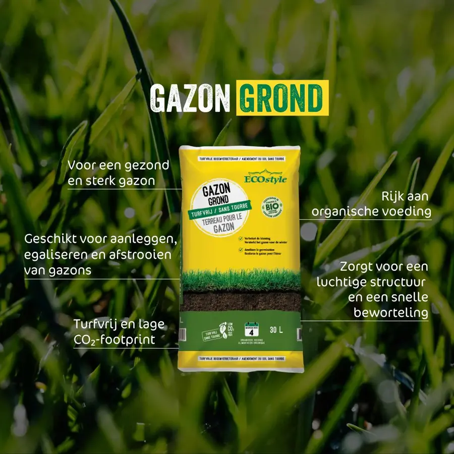 Turfvrije gazongrond voor aanleg, herstel en egalisatie