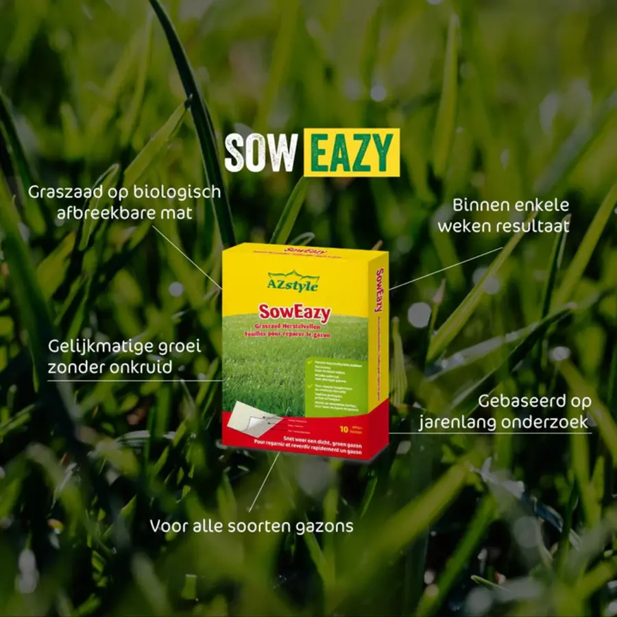 SowEazy Graszaad Herstelvellen - Eenvoudig kale plekken herstellen met duurzame graszaadmatten