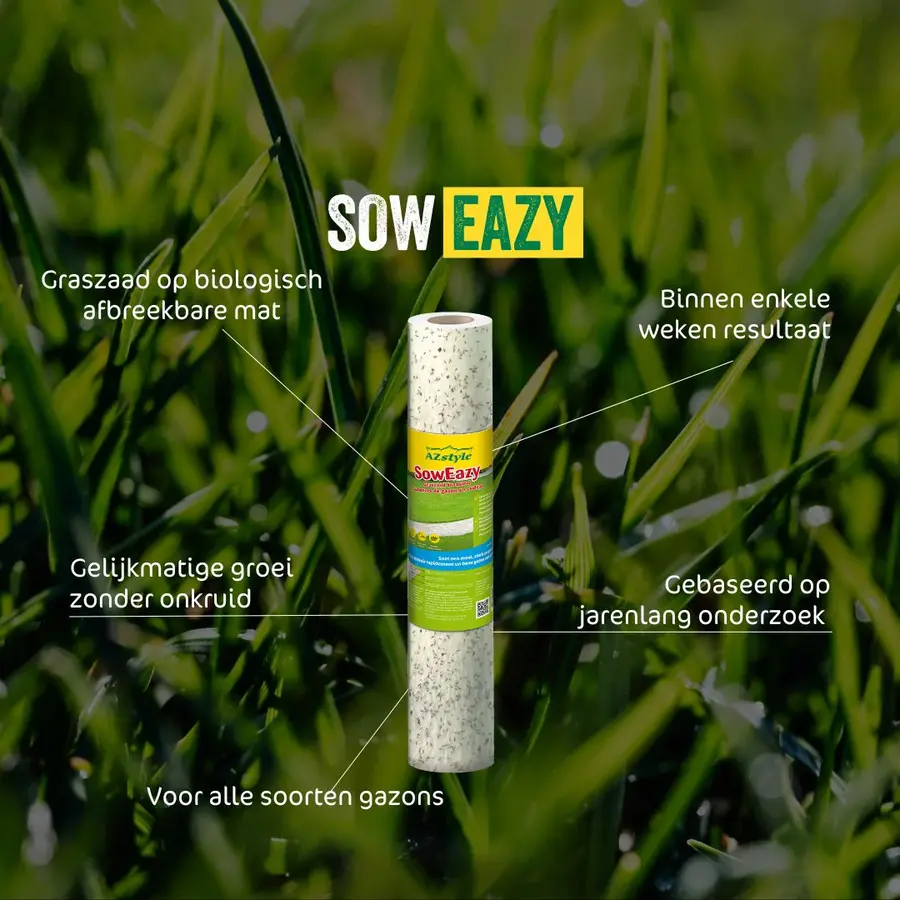 SowEazy Graszaad Inzaairol 10 m2 - Snel en makkelijk een dicht en groen gazon aanleggen