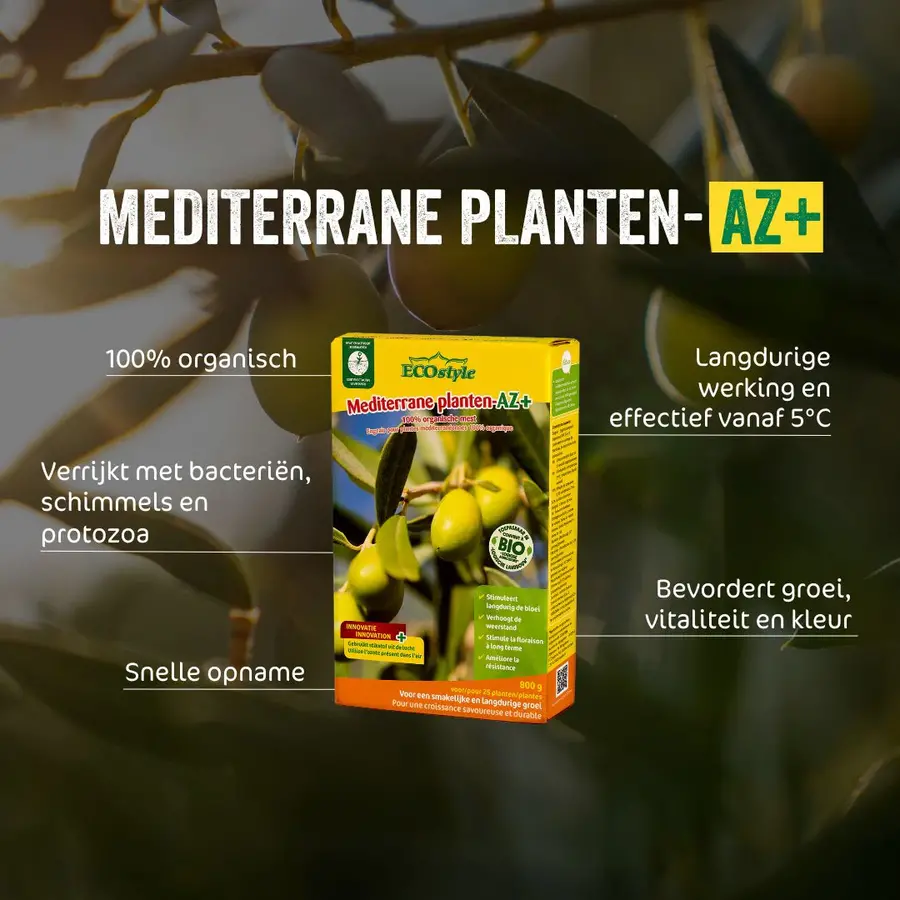 Mediterrane planten-AZ+ - Organische mest met micro-organismen voor citrus, vijgen, olijven en andere Mediterrane planten
