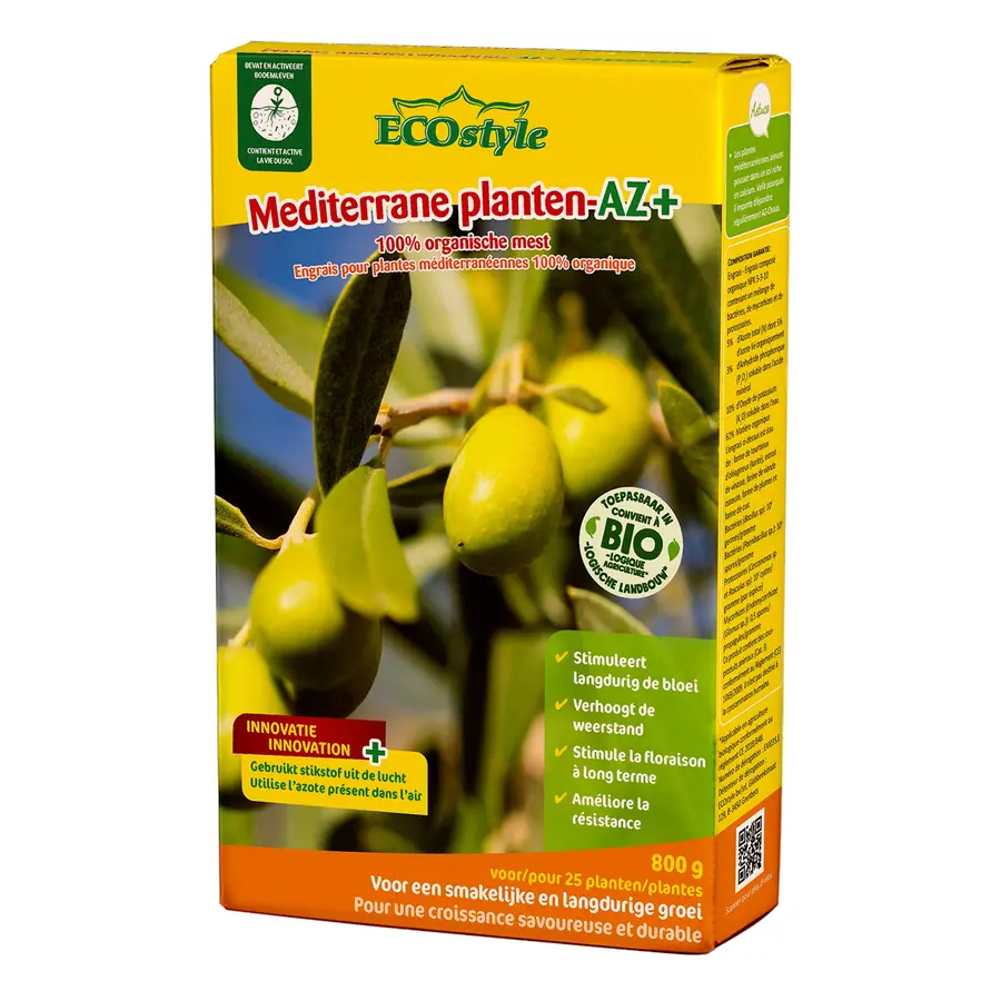 Mediterrane planten-AZ+ - Organische mest met micro-organismen voor citrus, vijgen, olijven en andere Mediterrane planten