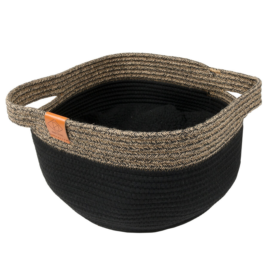 Kattenmand TOD van katoentouw met teddy kussen