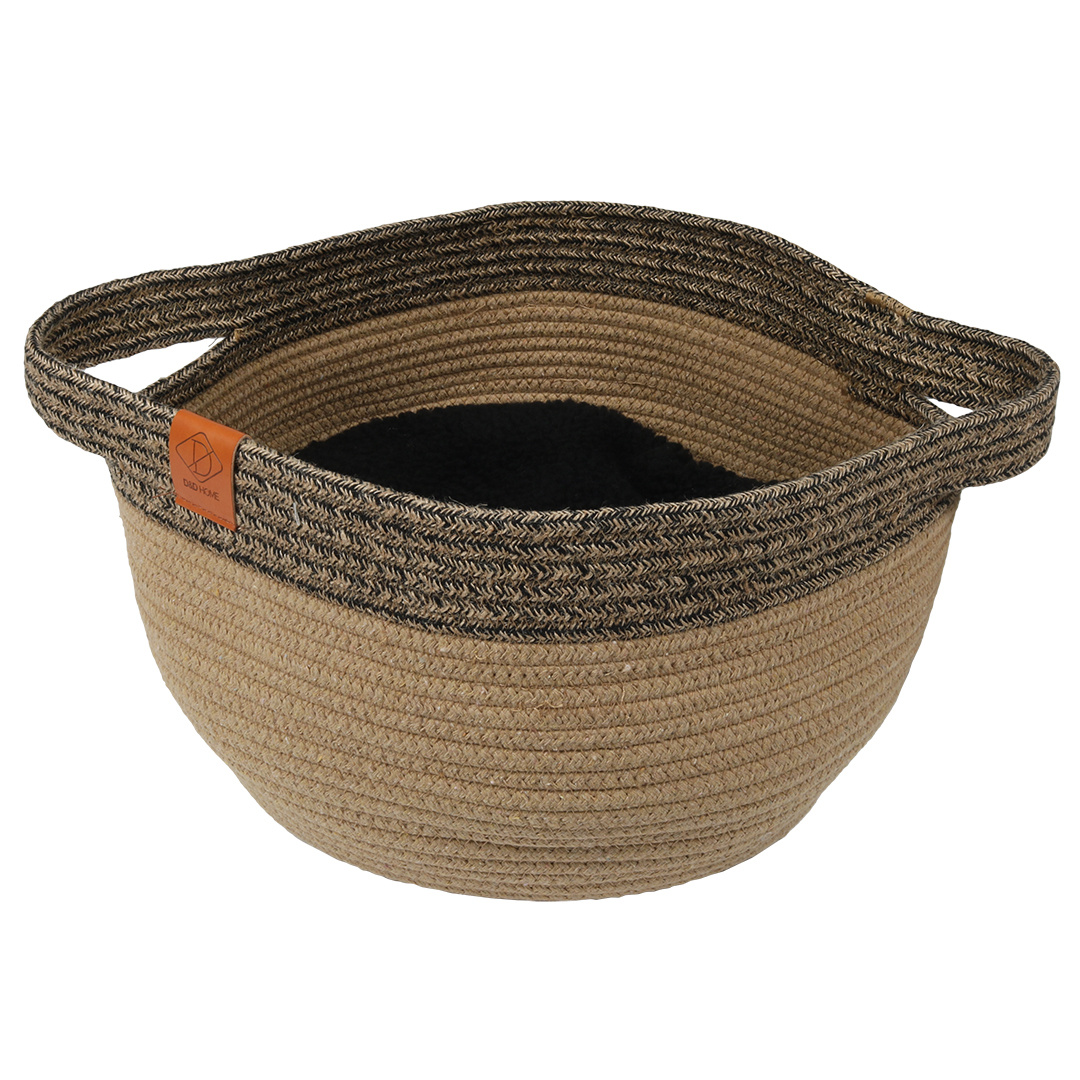 D&D Home Kattenmand TOD van katoentouw – met teddy kussen, 35×35×22 cm, in bruin of zwart Bruin