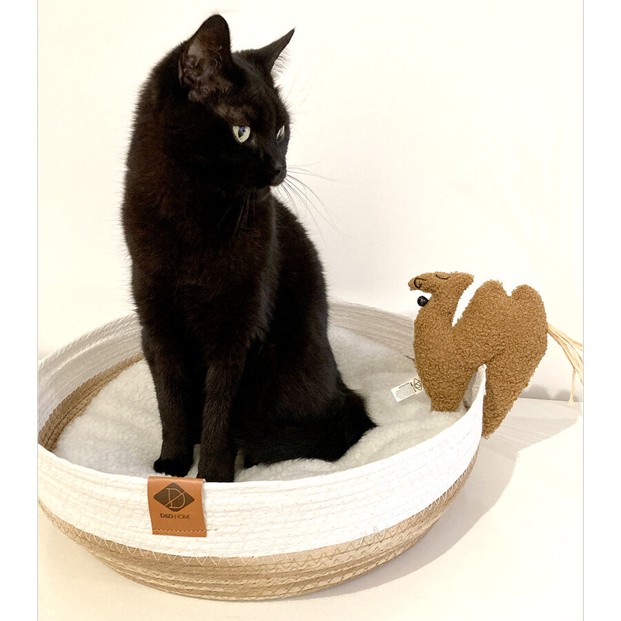 Kattenmand RYAN van papiertouw – met kussen, 38×38×12 cm, natuurlijke uitstraling