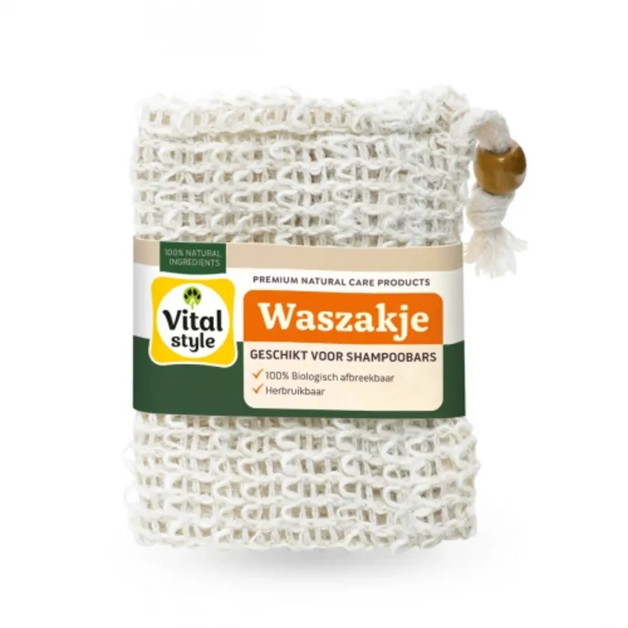 Shampoobar waszakje - 100% biologisch afbreekbaar sisal zakje voor shampoobars, herbruikbaar en scrubbend effect