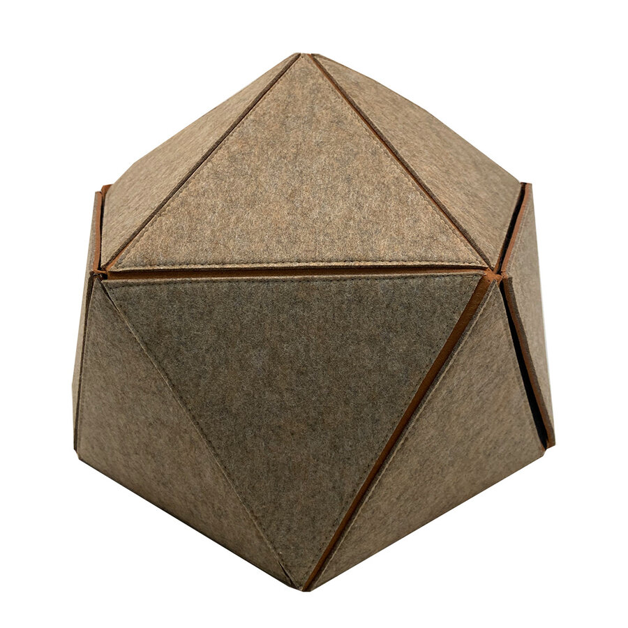 Kattenmand LOGAN van melange vilt – geometrisch design met teddy kussen, 51×51×41 cm