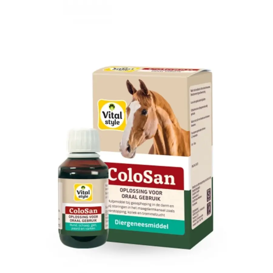 ColoSan - geregistreerd diergeneesmiddel voor ondersteuning bij koliek, gasophoping en verstopping bij paarden
