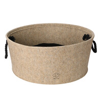 Vilten kattenmand Felt Vat Beige – met zwart pluche kussen, in L en XL