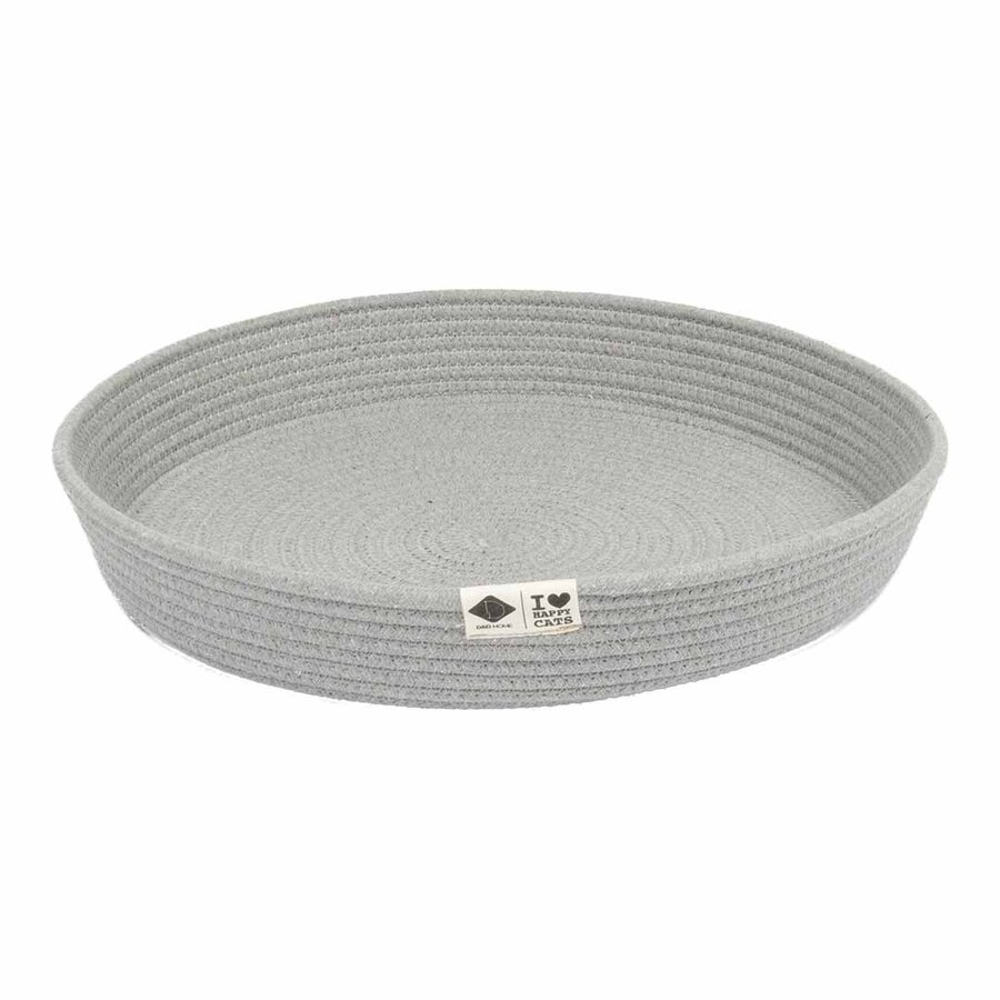 Kattenmand JESS van katoentouw – platte ronde mand met veilige slaapplaats, 45×45×7 cm