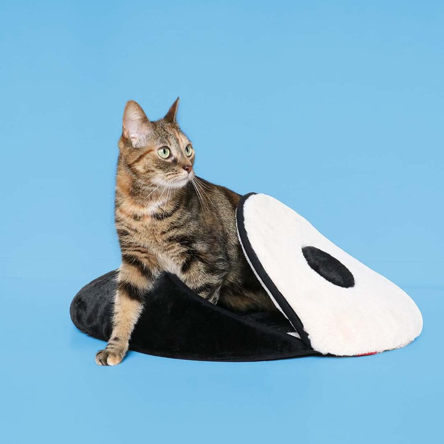 Kattenslaapplaats ZEN ZONE – zwart/wit pluche slaap- en rustplaats voor katten, 60x60 cm