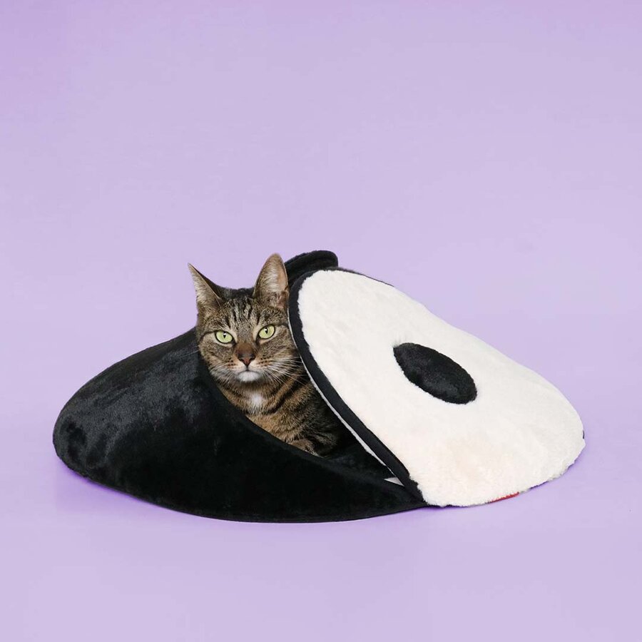 Kattenslaapplaats ZEN ZONE – zwart/wit pluche slaap- en rustplaats voor katten, 60x60 cm